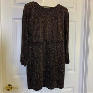 Jessica Howard Black & Gold Shiny Dress Size 8P